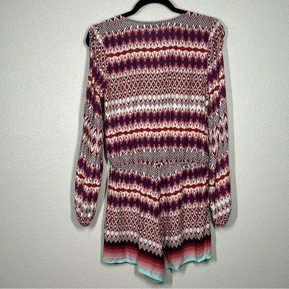 Jessica Simpson Multicolor Boho Print Cold Shoulder Romper Size Med - Picture 2 of 11